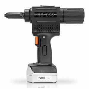 Goebel GO-200 Lithium-Ion Cordless Rivet Tool, Riveting Capacity: 3/16" - 1/4" (4.8mm-6.4mm), (5) Nosepieces: 1/8", 5/32", 3/16", 1/4", & 3/16", 1/4" MMonobolt, Stroke: 1.06", Pulling Force: 4047 lbs,