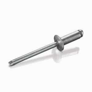 1/8" x 0.275" ABS-42 Open End Blind Rivets, .125 Diameter (.063-.125 Grip Range), Dome Head, Aluminum / Steel, Plain Finish Rohs