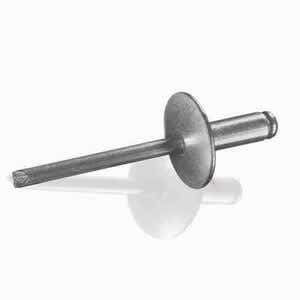 3/16" x 0.575" ABS-66LF Open End Blind Rivets, .187 Diameter (.251-.375 Grip Range), Large Flange Head, Aluminum / Steel, Plain Finish Rohs