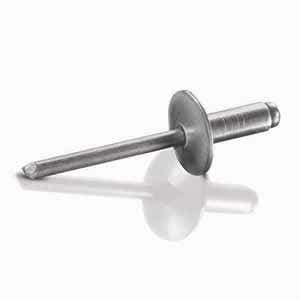 5/32" x 0.425" IBI-54LF Open End Blind Rivets, .156 Diameter (.188-.250 Grip Range), Large Flange Head, 304 Stainless Steel / 304 Stainless Steel, Plain Finish Rohs