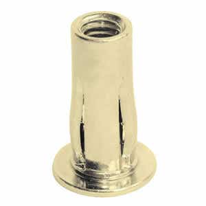 5/16"-18 GO-SPLIT Large Flange Prebulbed Slotted Rivet Nuts, LB Series, Unified, 5/16"-18 UNC-2B Thread Size (.020-.280 Grip) (0.51-7.11mm Grip) Pre-Bulbed Body, Flat Head, Steel 1008/1010 / Zinc Yellow, Per ASTM-B-633 Type II, Class 2, RoHS Comp.