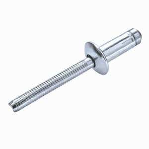 1/4" x 0.539" SBS-0812-HL H-Lock Structural Blind Rivets, .250 Diameter (.060-.138 Grip Range), Dome Head, Steel / Steel, Zinc Clear Trivalent Finish Rohs