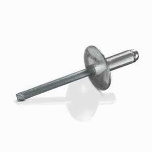 5/32" x 0.55" SBS-56LF Open End Blind Rivets, .156 Diameter (.251-.375 Grip Range), Large Flange Head, Steel / Steel, Zinc Clear Trivalent Finish Rohs
