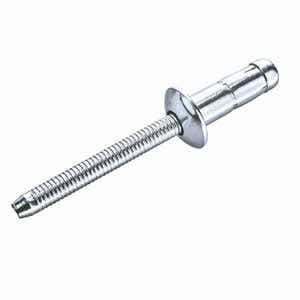 3/16" x 0.492" SBS-62-PM Premium Structural Blind Rivets, .187 Diameter (.059-.138 Grip Range), Dome Head, Steel / Steel, Zinc Clear Trivalent Finish Rohs