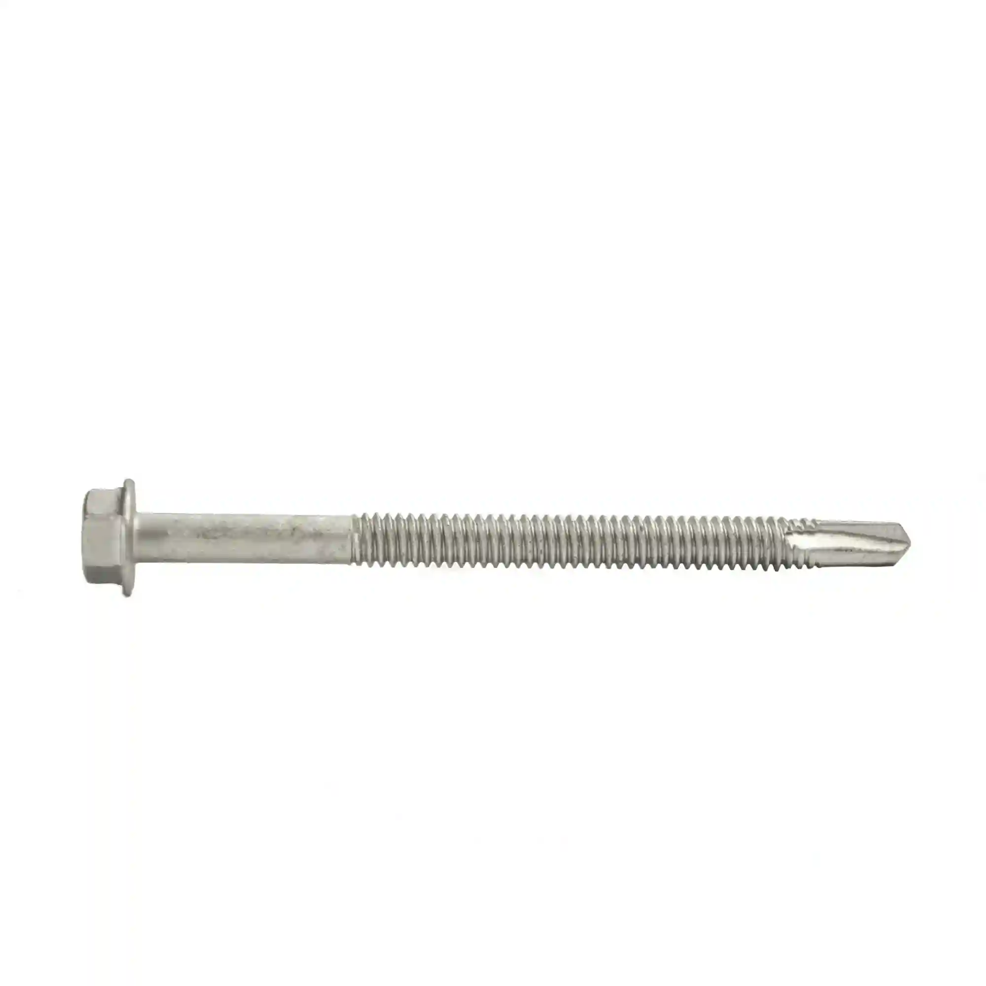 1/4-20 x 3-3/8" Hex Washer Head Grade 5 Structural Self Drilling Screw, #4 Self Drill Point, Grade 5 Steel, Made in USA