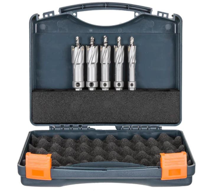 VersaDrive® TCT Hole Cutter Set (9/16", 11/16", 13/16", 15/16" & 1-1/16"), 55mm Depth of Cut, Tungsten Carbide Teeth, 11mm VersaDrive Hex Shank, Includes: Arbor & Pilot Drill