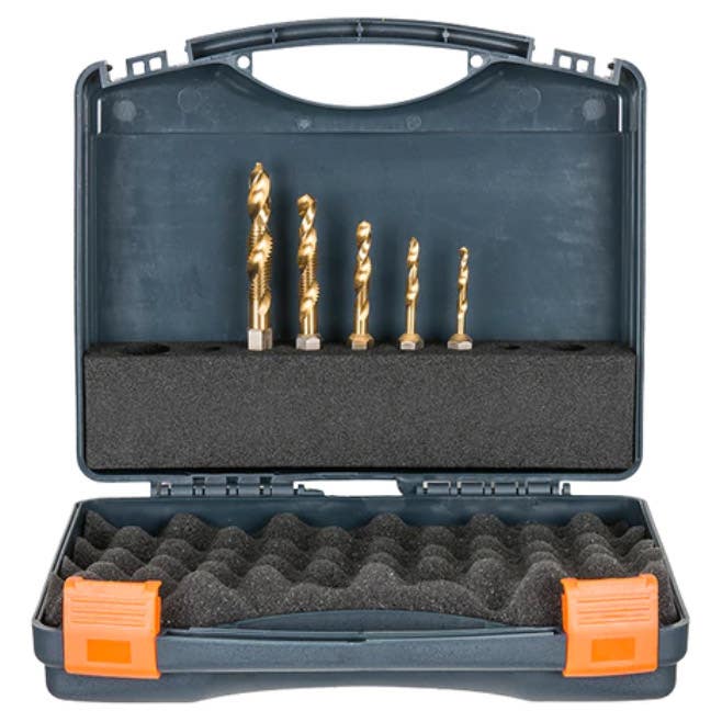 VersaDrive® Impacta Drill & Tap Combo Set (M5, M6, M8, M10 & M12), Spiral Flute, 11mm VersaDrive Hex Shank, High-Grade Tool Steel / Titanium Coating