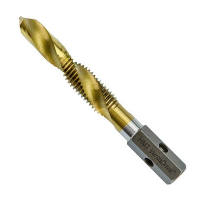 #12-24 VersaDrive® Impacta Drill & Tap Combo, Spiral Flute, 11mm VersaDrive Hex Shank, High-Grade Tool Steel / Titanium Coating