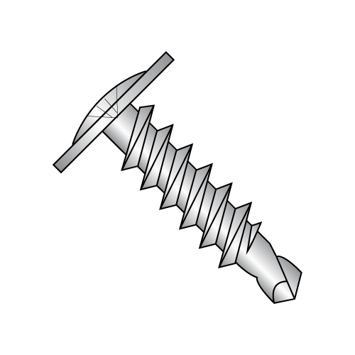 #8 x 1" Self-Drilling Screws, Modified Truss Phillips Wafer Head, #2 Point, #2 Phillips Driver, 410 Stainless Steel