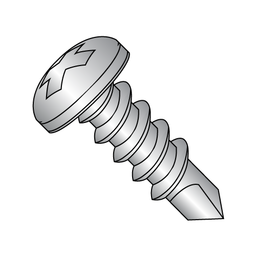 #8 x 2" Self-Drilling Screws, Phillips Pan Head, #2 Point, 410 Stainless Steel