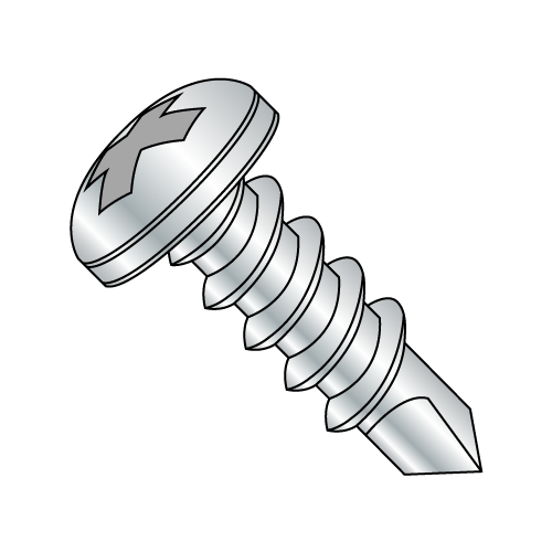 #12 x 3" Self-Drilling Screws, Phillips Pan Head, #3 Point, #3 Phillips Driver, Zinc Plated