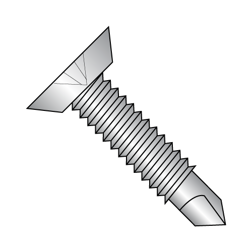 #12-24 x 11/16" Self-Drilling Screws with Machine Screw Threads, Undercut Flat Phillips Head, #3 Point, 410 Stainless Steel - ASME B18.6.3 & SAE J78