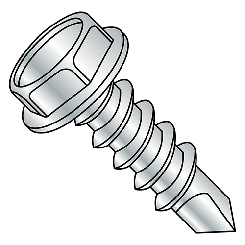 #10 x 3/4" Self-Drilling Screws, Hex Washer Head, 5/16" Driver, #3 Point, Zinc Plated