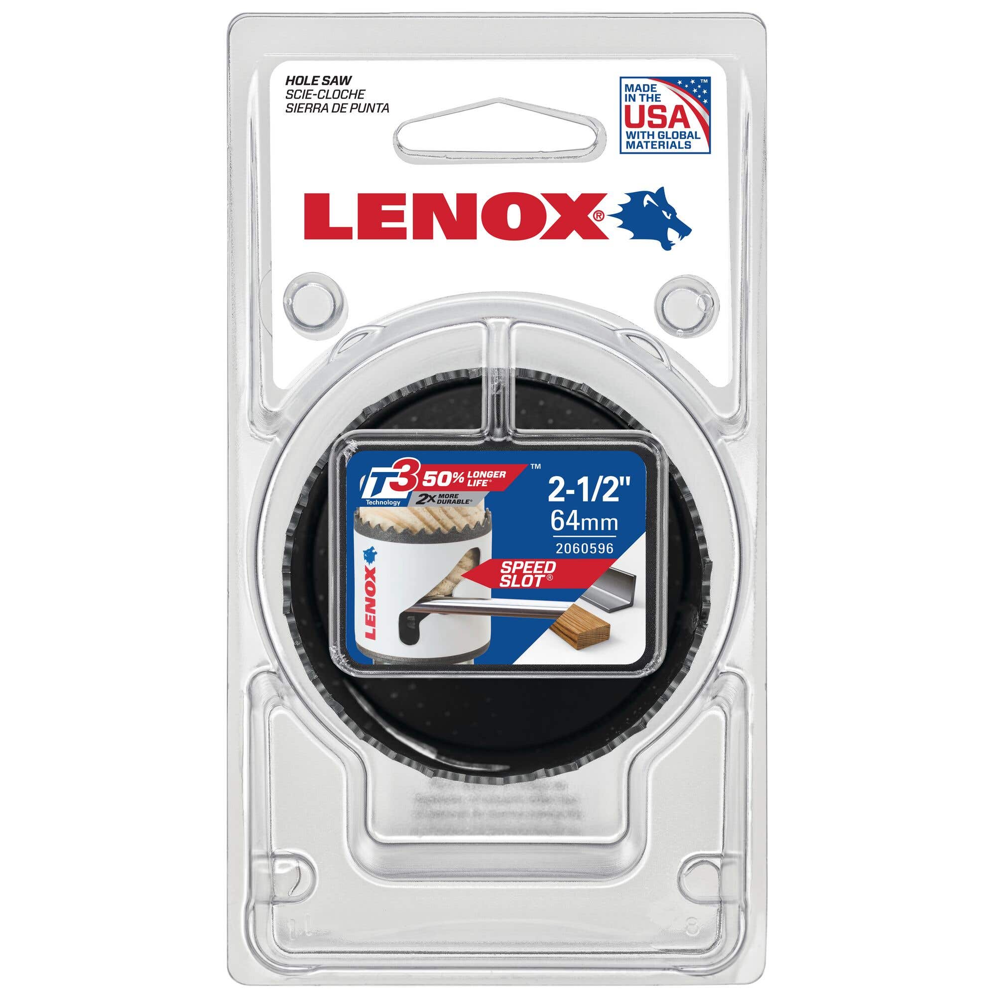 2-1/2" Speed Slot Bi-Metal Hole Saw, Lenox 2060596