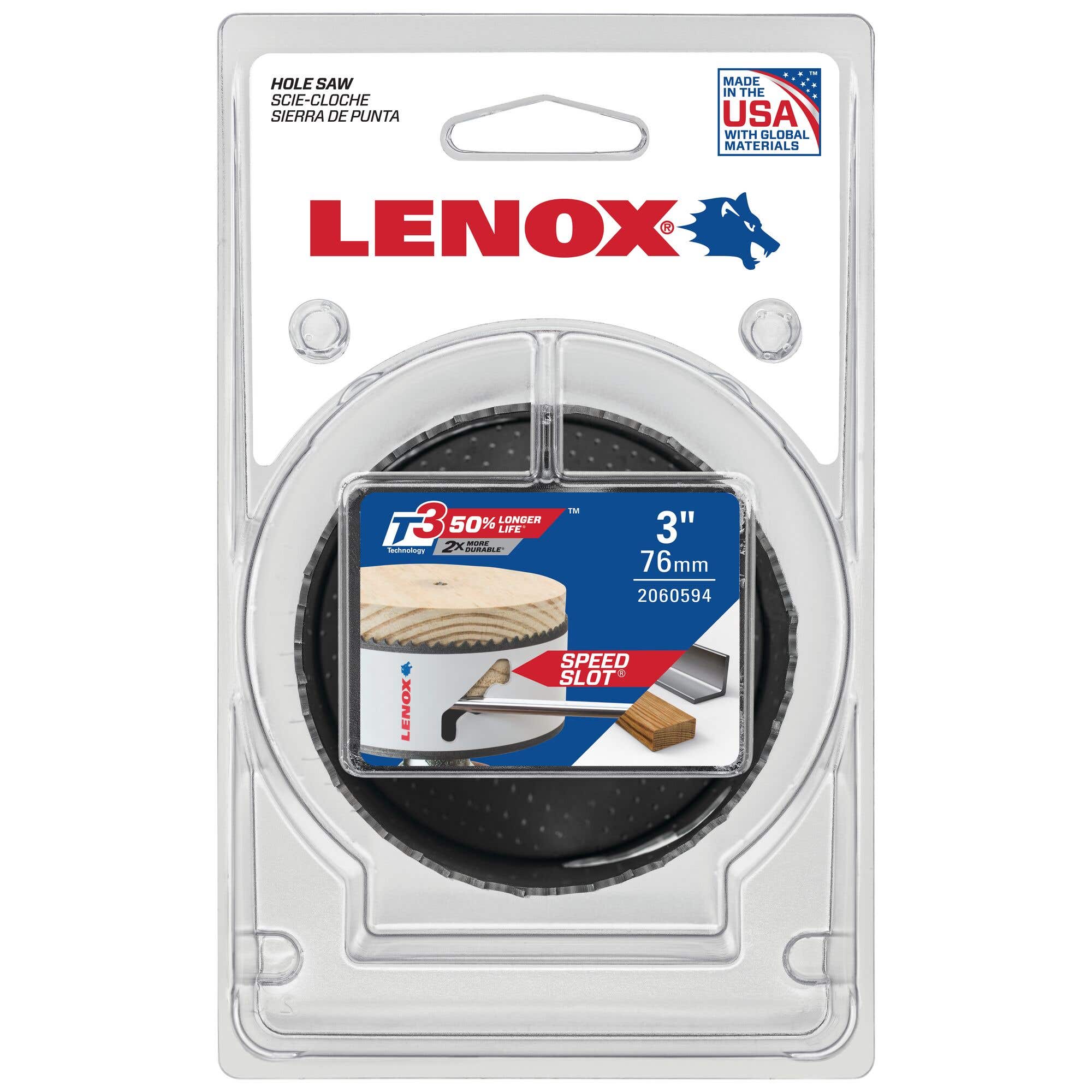3" Speed Slot Bi-Metal Hole Saw, Lenox 2060594