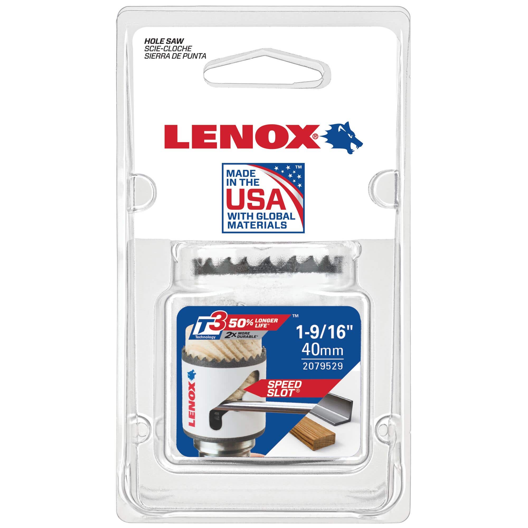 1-9/16" Speed Slot Bi-Metal Hole Saw, Lenox 2079529