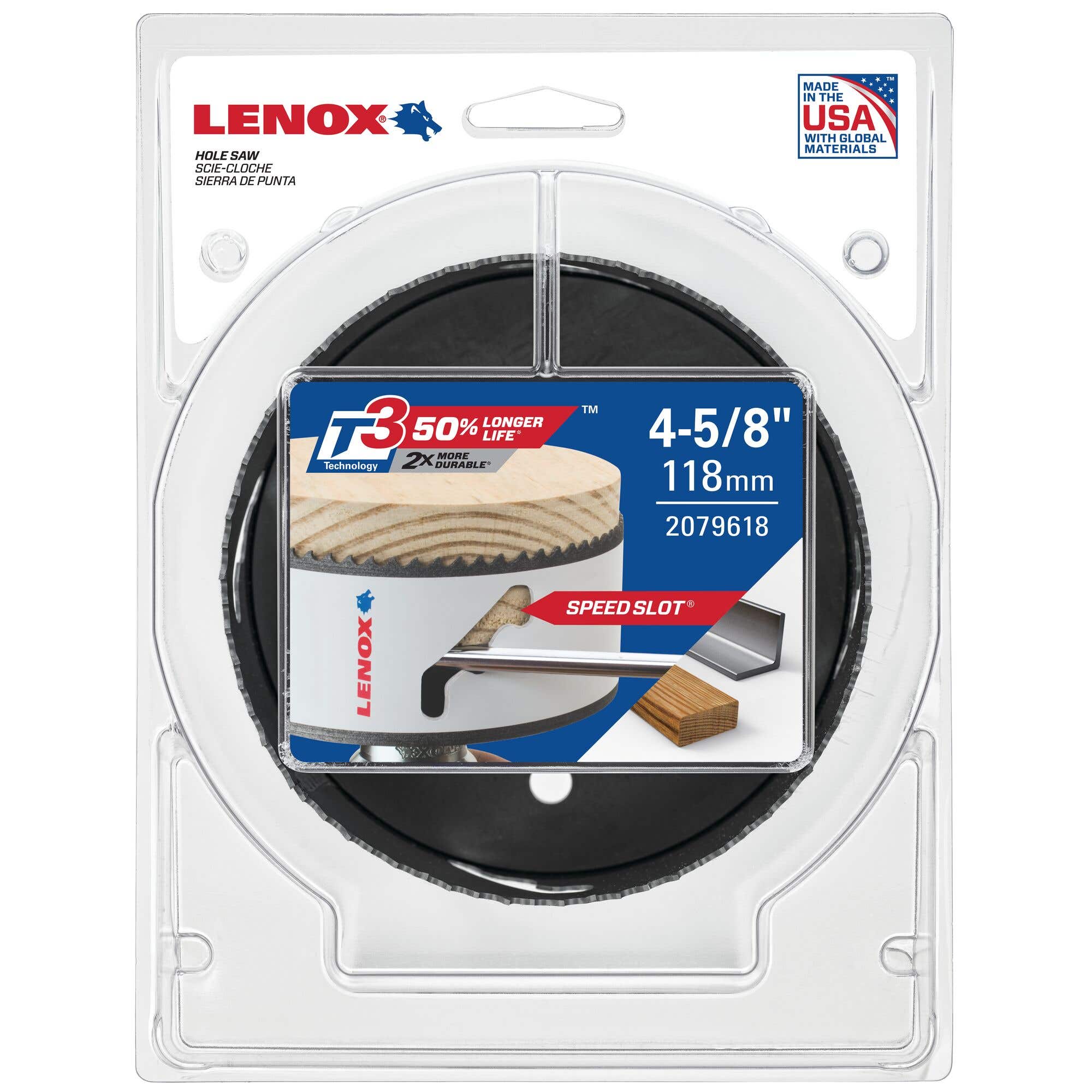 4-5/8" Speed Slot Bi-Metal Hole Saw, Lenox 2079618