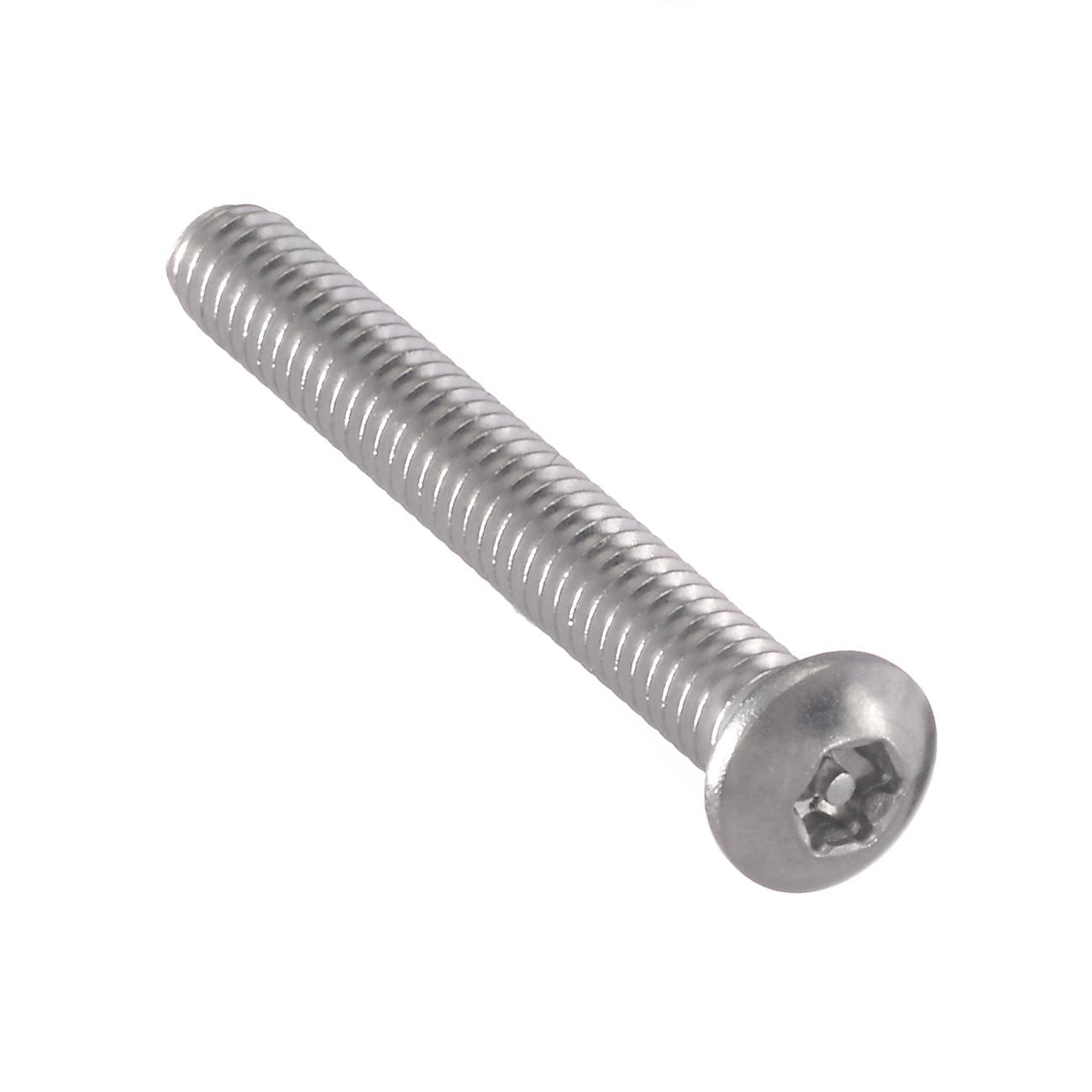 #10-24 x 1/2" Tamper-Resistant Cap Screws, Torx® Equivalent 6-Lobe with Solid Post, Button Head, Driver Size: 25TXH, 18-8 Stainless Steel