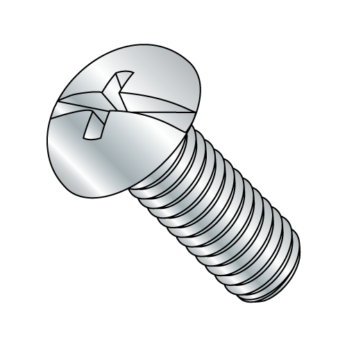 #10-24 x 4" Machine Screws, Round Combo Head, Steel, Zinc Plated