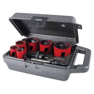 8 Piece Electrician Advanced Bi-Metal Hole Saw Kit - No Arbor, 1-15/16" Cutting Depth, Heavy Duty .050" Side Wall, Made in USA, M.K. Morse MHS02E