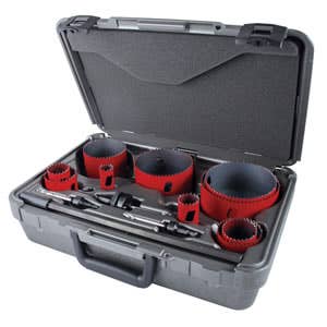 13 Piece Master Electrician Advanced Bi-Metal Hole Saw Kit - No Arbor, 1-15/16" Cutting Depth, Heavy Duty .050" Side Wall, Made in USA, M.K. Morse MHS08E