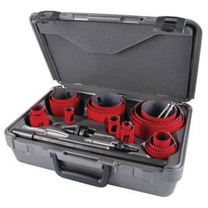25 Piece Pro Tradesman Advanced Bi-Metal Hole Saw Kit - No Arbor, 1-15/16" Cutting Depth, Heavy Duty .050" Side Wall, Made in USA, M.K. Morse MHS23M