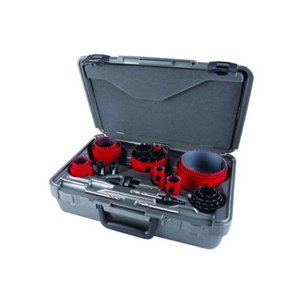 28 Piece Plumber Advanced Bi-Metal & Carbide Tipped Hole Saw Kit - No Arbor, 1-15/16" Cutting Depth, Heavy Duty .050" Side Wall, Made in USA, M.K. Morse MHSPLU01