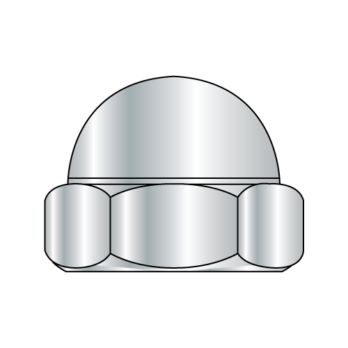 1/4"-20 Acorn Cap Nuts, Steel, Nickel Plated