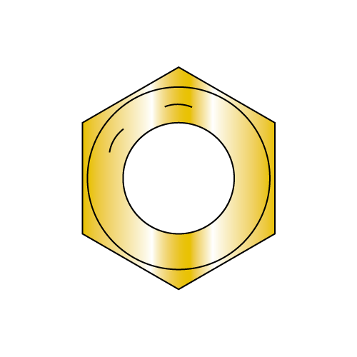 9/16"-12 Grade 8 Finished Hex Nuts, Coarse Thread, Steel, Yellow Zinc