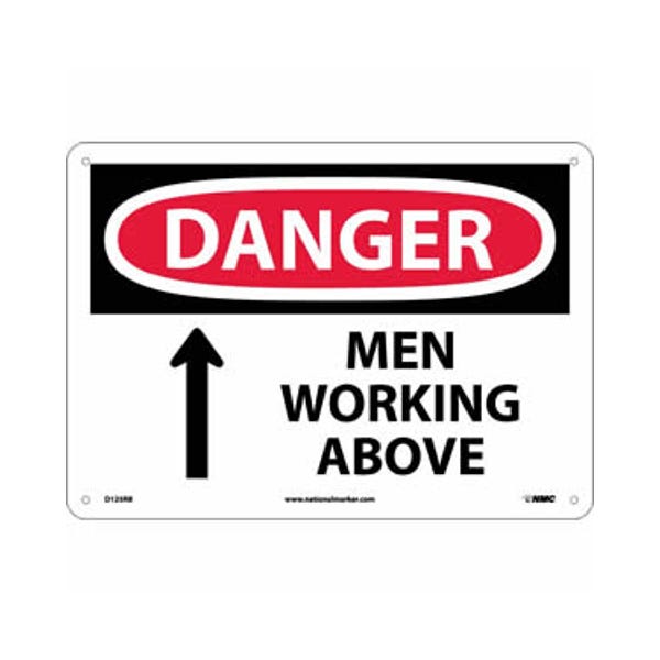 10" x 14" Danger - Men Working Above Sign, .050" Rigid Plastic, D125RB