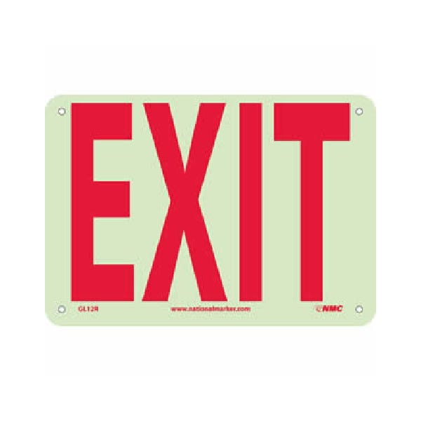 7" x 10" Exit Sign, Glow, .050" Rigid Plastic