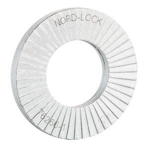 Nord-Lock Steel Wedge Lock Washers, Bolt Size: M6, Outer Diameter: 0.53", Enlarged Outer Diameter, Through Hardened Steel with Zinc Flake Delta Protekt ® Coating, NORD NL6-SP/1520