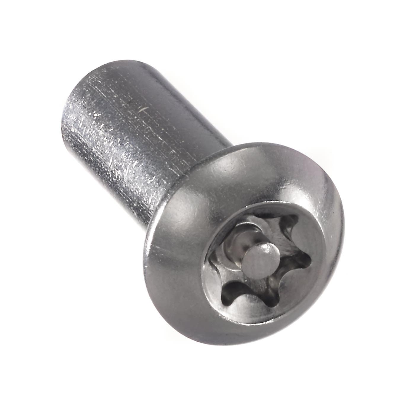 1/2" Button Head Tamper Resistant Post Nuts Torx® Equivalent 6-Lobe, 1/2" Barrel Dia., 3/8"-16 Thread, 1-1/4" Barrel Length T55 Driver Stainless Steel