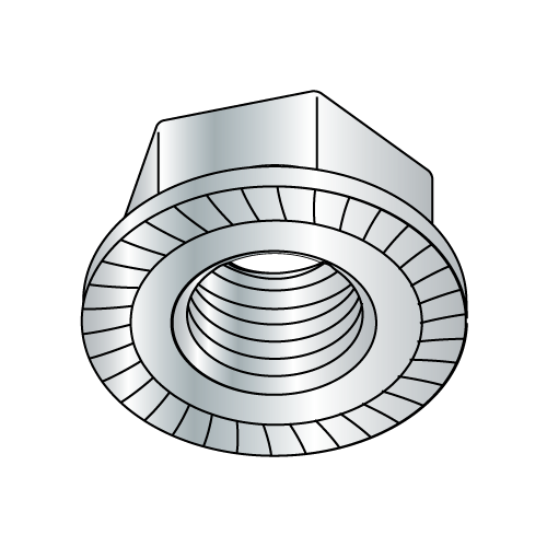 5/16"-18 Serrated Flange Nuts, Steel, Zinc Plated