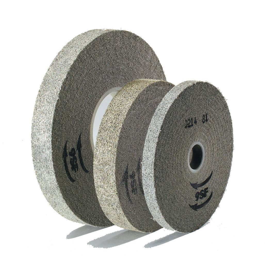 6" x 1" x 1" 9SF-Hard Density Deburring, Non-Woven Convolute Wheels for Bench Grinders