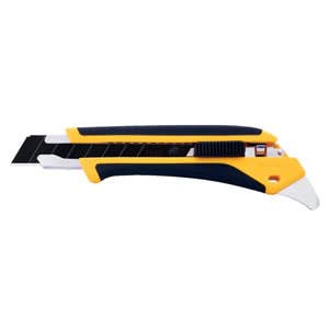 18mm Fiberglass Reinforced Auto-Lock Utility Knife with Heavy Duty Ultra Sharp Black Snap-Off Blade, Auto-Lock Blade Actuator, Anti-Slip Rubber Grip, No Tool Blade Change, Multi-Purpose Metal Pick, OLFA LA-X