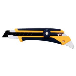 18mm Fiberglass Reinforced Ratchet-Lock Utility Knife with Heavy Duty Ultra Sharp Black Snap-Off Blade, Ratchet-Lock Blade Actuator, Anti-Slip Rubber Grip, No Tool Blade Change, Multi-Purpose Metal Pick, OLFA L-5