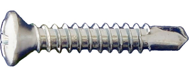 #8 x 1-1/2" Self-Drilling Screws, Oval Head, #2 Point, #2 Phillips Driver, Zinc Plated