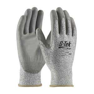 G-Tek® PolyKor™ ANSI Cut Level A3 Seamless Knit PolyKor™ Blended Gloves with Polyurethane Coated Smooth Grip on Palm & Fingers, EN 388, PIP 16-530 - Small