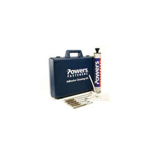 Powers Adhesive Cleaning Kit, Includes 4 Wire Brushes, Steel Brush Extension, SDS-Plus Adapter, Standard Drill Adapter, Hand Pump/Dust Blower, Gloves & Safety Glasses