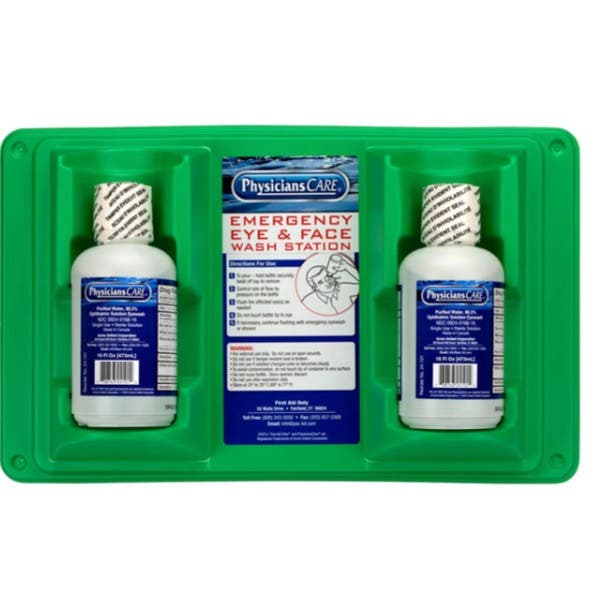 Pac-Kit Eyewash Station with Wall Mount, Two 16 oz. Eyewash Bottles and Eye Cups