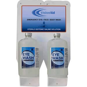 16 oz. VisionAid Eyewash & Facewash Double Station, Sterile Isotonic Buffered Solution, Radians 01017
