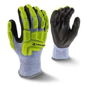 Radians RWG604 Cut Resistant Cold Weather Coated Gloves with A4 ANSI Cut Rating, 13 Gauge HPPE Shell & 7 Gauge Acrylic Terry Liner, Micro Nitrlile Palm Coating, Hi-Viz TPR Overlays for Impact Protection - Medium