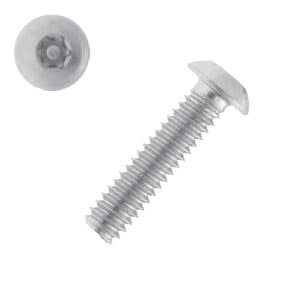 #6-32 x 1/2" Tamper-Resistant Cap Screws, Torx® Equivalent 6-Lobe with Solid Post, Button Head, Driver Size: 10TXH, Alloy Steel Zinc Plated