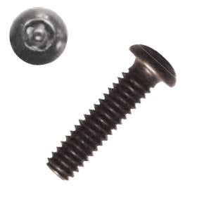 #6-32 x 1" Tamper-Resistant Cap Screws, Torx® Plus Equivalent 5-Lobe with Solid Post, Button Head, Driver Size: 10IPR, SAE 4037 Alloy Steel with Black Finish