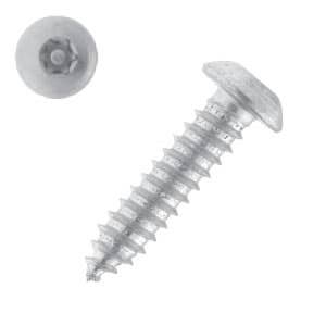 #10 x 2" Tamper-Resistant Sheet Metal Screws, Torx® Equivalent 6-Lobe with Solid Post, Button Head, Driver Size: 25TXH, 18-8 Stainless Steel