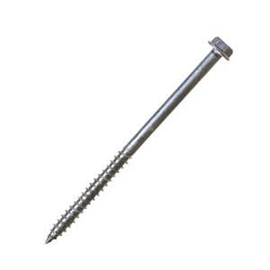 .276" x 6" Strong-Drive ® SDWH TIMBER-HEX SS Screws, 2.95" Thread Length, 1/2" Hex Washer Head, Unique  Box Thread, Ledger Applications, 316 Stainless Steel