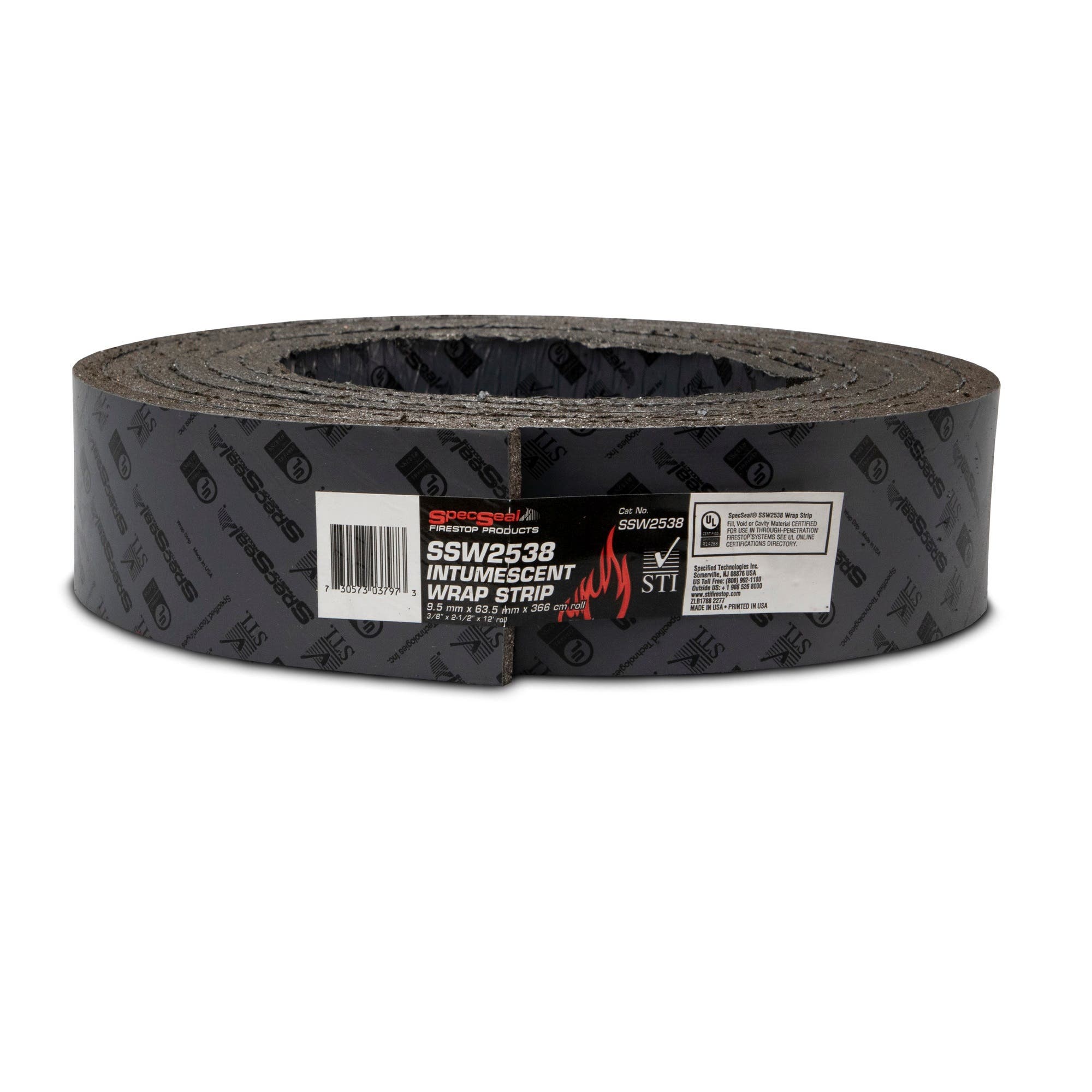 STI Series SSW Intumescent Wrap Strip (3/8” x 2-1/2” x 12’) Roll, SSW2538