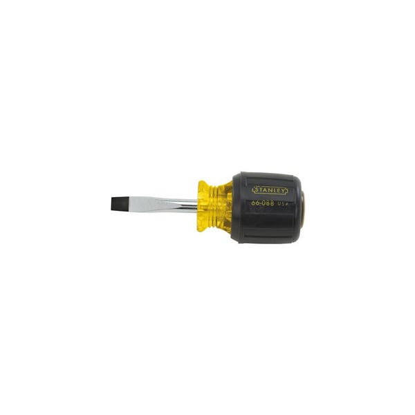 Stanley Vinyl Grip Stubby / Standard Tip Screwdriver, 1-1/2" x 1/4" Blade