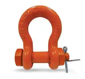 1" Super Strong Anchor Shackle - Nut, Bolt, & Cotter, Working Load Limit: 10 Tons, Orange Powder Coat, Columbus McKinnon M854P - 1/EA